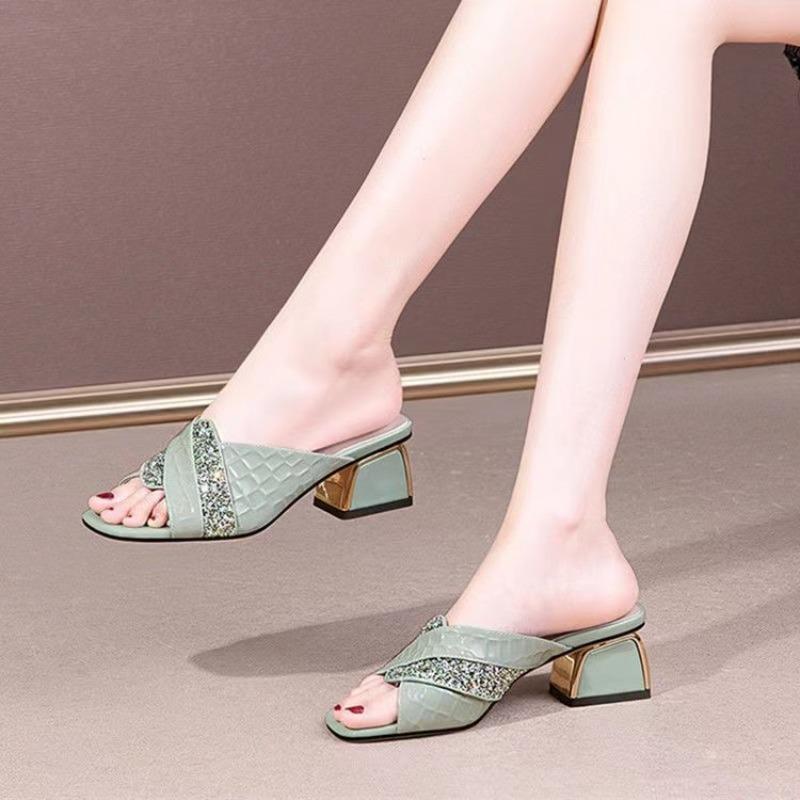 

New High-heeled Rhinestone One-shoulder Women s Shoes 35 світло-зелений колір