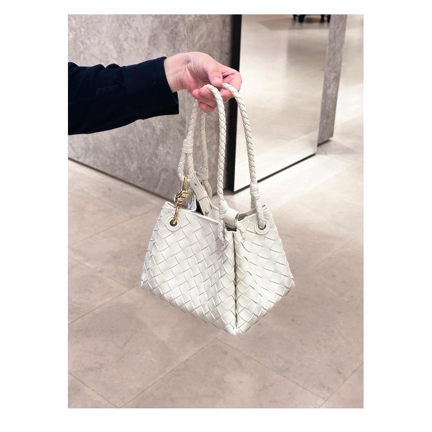 Geantă Coș Împletit din Piele Naturală B 2024 - Capacitate Mare, Stil Shu Qi, Coș de Legume din Piele de Vacă, Femei.