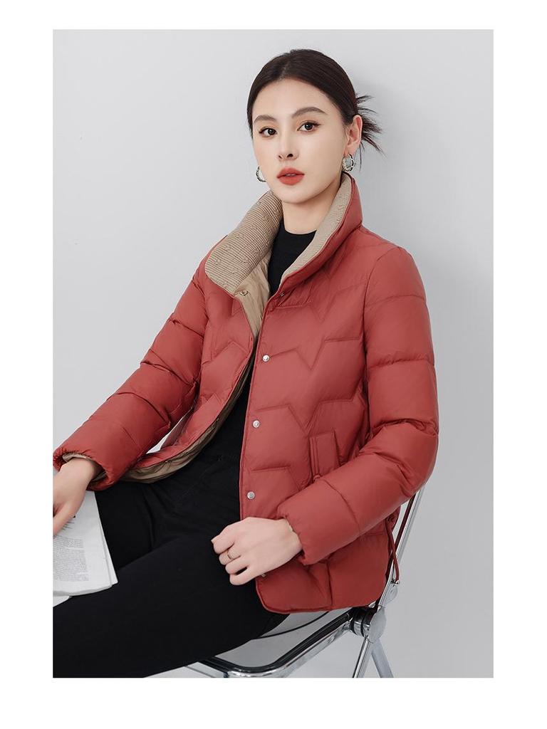 Women's Short Lightweight Down Jacket - Fashionable Turn-Down Collar, Duck Down, 2025 Korean Style, Warm Outerwear