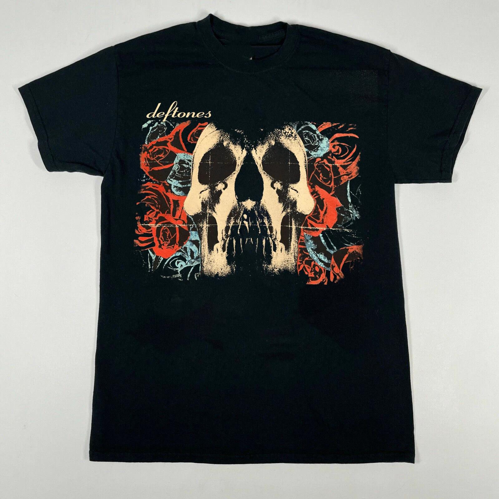 Deftones Band Deftones Skull Rose Cotton Black T-Shirt S
