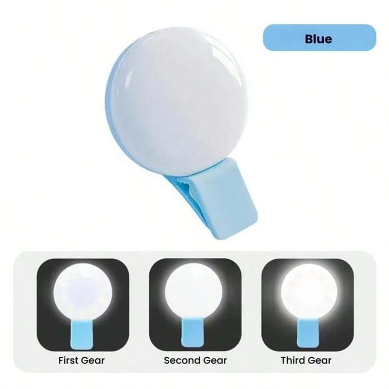 

Adjustable 3-level Light Mini Selfie Ring LED Fill Light Clip on Cellphone Laptop Lamp Ringlight Photography Phone Accessories синій