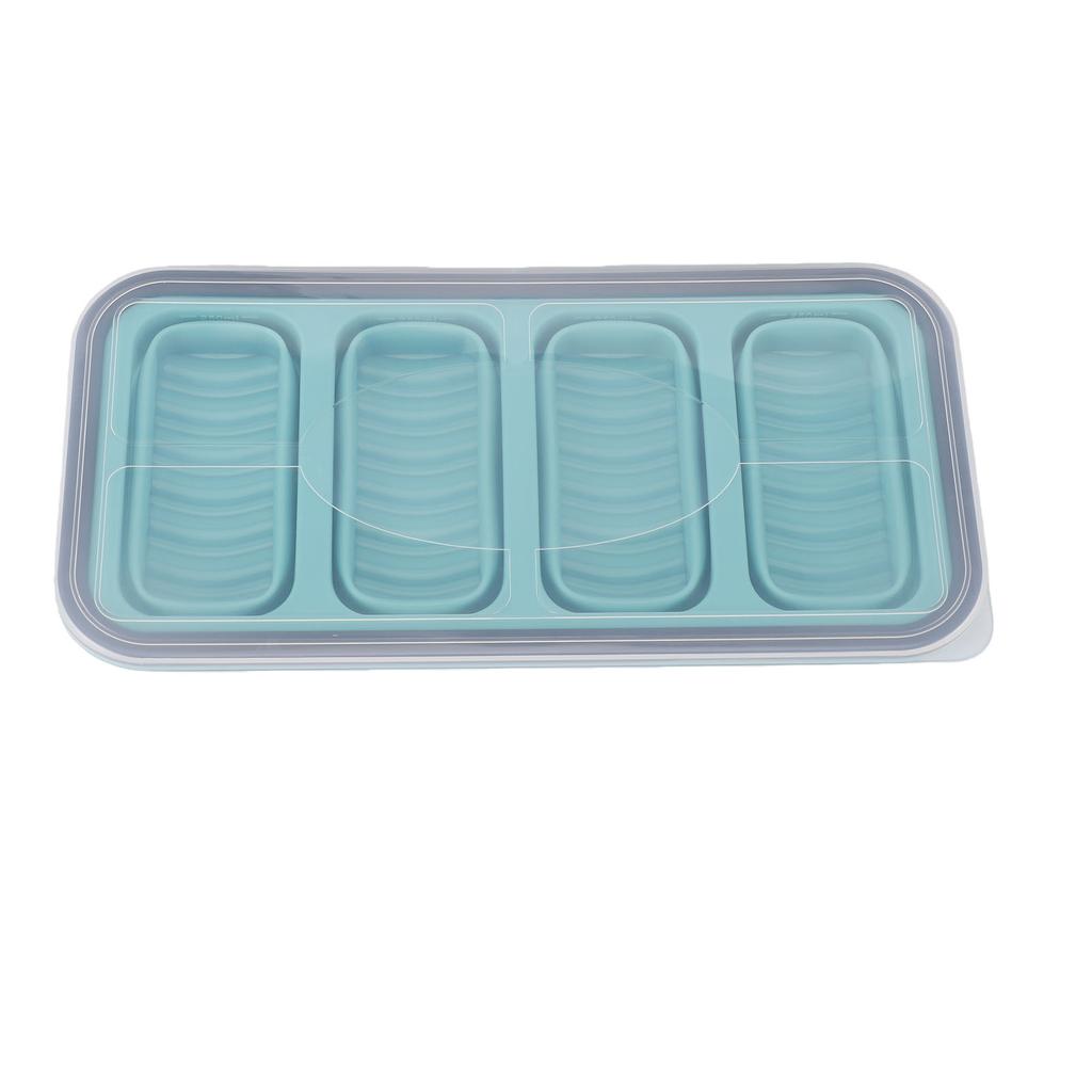 2PCS Silicone Freezer Tray for Sauce Cube 4 Compartments Heat Proof Soup Freezer Mold Container with Lid for Microwave