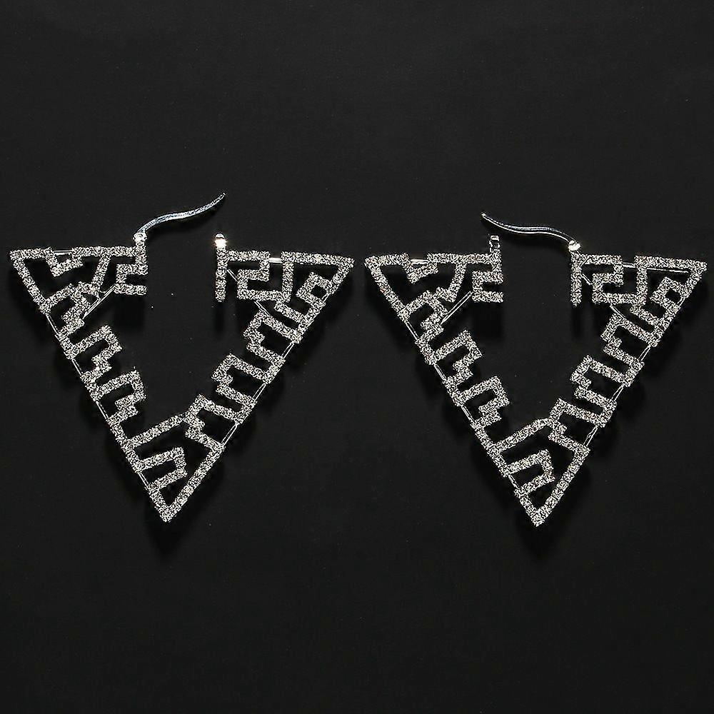 Long Geometric Triangle Earrings Retro High-end Earrings Gold Hollow Earrings Silver