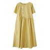 Summer Cotton and Linen Solid Color Pullover Dress for Women