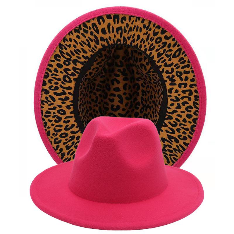 Leopard Print Inner 11 Color Top Hat Jazz Hat Felt Hat Big Brim Solid Color Cashmere Hat