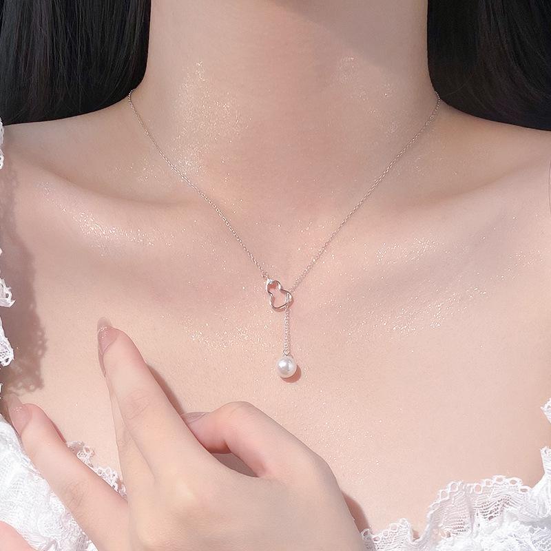 Light Luxury Style Gourd Pearl Necklace for Women New Chinese Style High-end Collarbone Chain