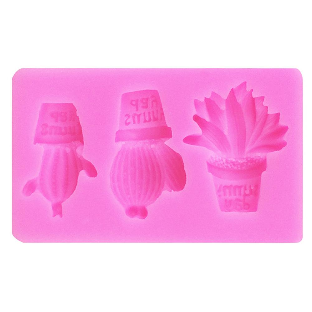 

Cactus Silicone Mold Diy Chocolate Mould Candle Gypsum Cake Baking Tool Pink #1