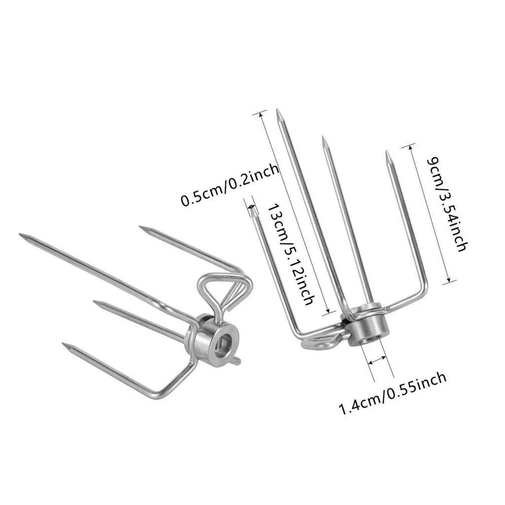 Stainless Steel Four-Prong BBQ Fork for Chicken, Char Siu, Lamb, and Beef