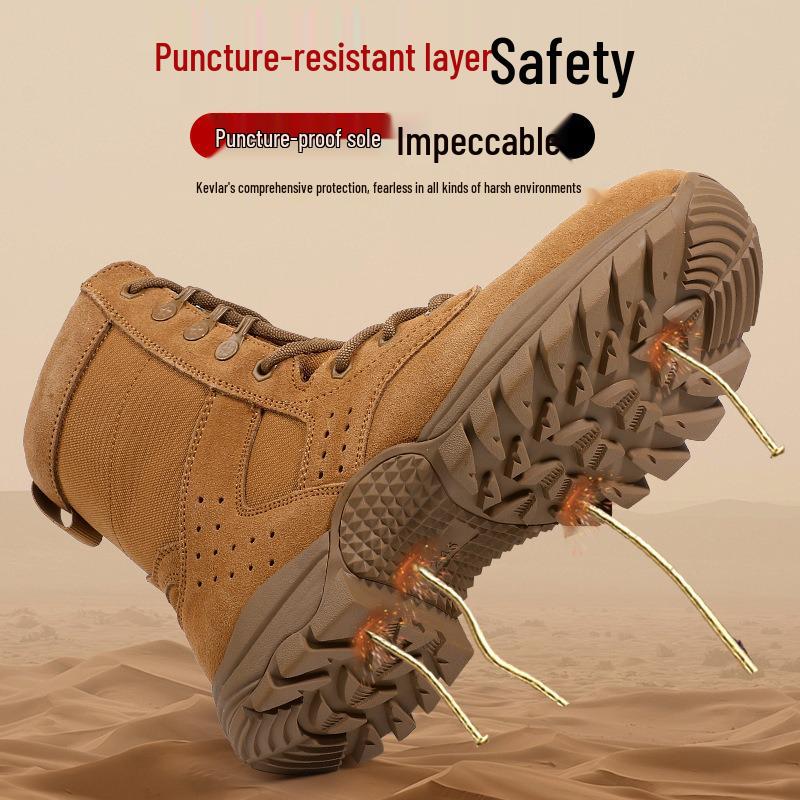 Men's Summer Ultra-Light Brown Combat Boots with Full-Length Carbon Plate - Tactical Training Footwear