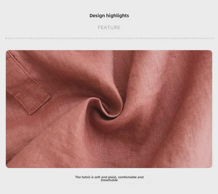 Women's 2024 Summer Retro Loose Cotton & Linen Mid-Sleeve Doll Collar Shirt