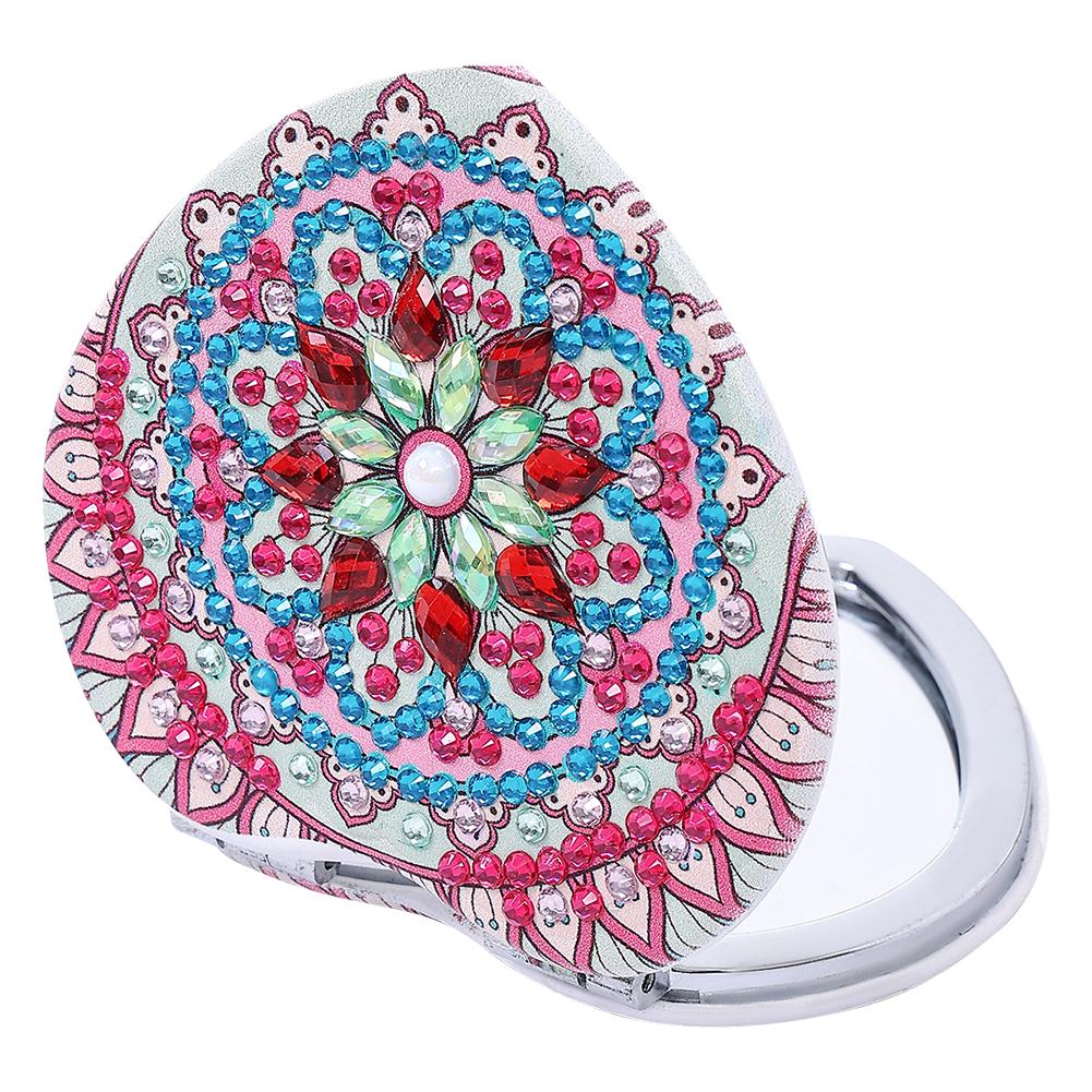 DIY Diamantmalerei Schminkspiegel Cartoon Datura Blume Speziell geformte Diamantstickerei Taschen Mini Schminkspiegel für Mädchen