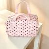 2026 New Polka Dot Pu Travel Toiletry Large Capacity Three Tier Multi Pocket Organizer Hanging Suitcase Storage Handbag Handle