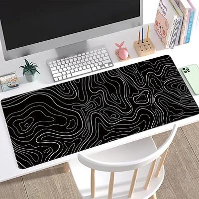 1 alfombrilla de ratón para juegos, alfombrilla de teclado grande de 31,5 x 11,8 pulgadas, alfombrilla de ratón topográfica en blanco y negro para teclado con antideslizante