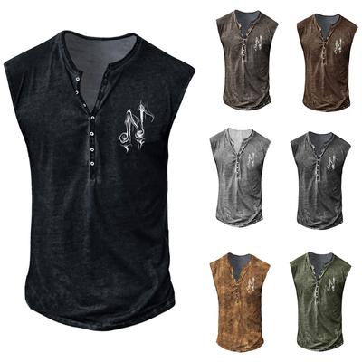 Herre Sommer Surf Strand Tanktop Afslappet Åndbar Ærmeløs Top Løs Print Tanktop Mand Skjorte