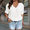 Women's Summer Short Sleeved Lace Decoration Fashionable And Elegant T-shirt Top