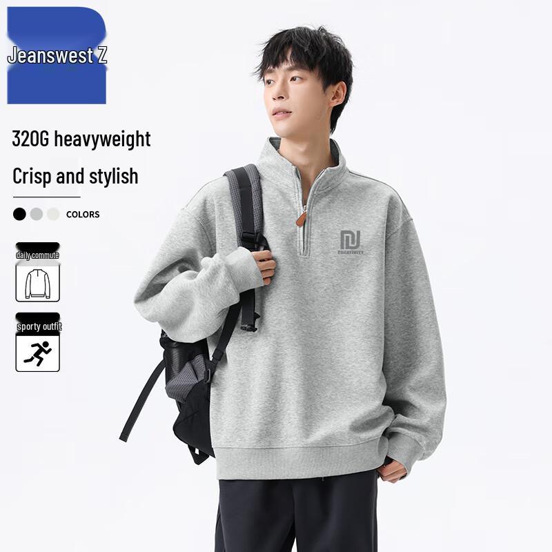 Jeanswest Men's Heavyweight Half-Zip Pullover Sweatshirt T1012