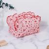 With Zipper Floral Cosmetic Bag Cherry Printed Toiletry Organizer Ruffle Makeup Bag  Travel