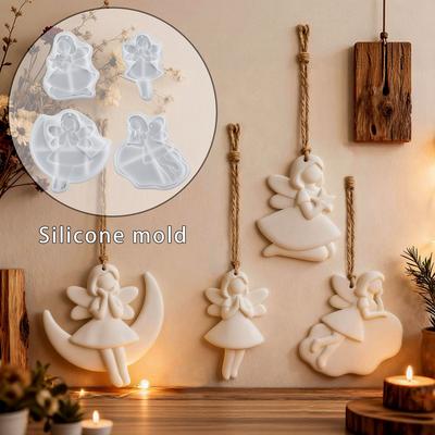 DIY Little Girl Star Pendant Resin Mold, Cute Little Angel Ornament Plaster Silicone Mold, Desktop Storage