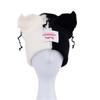 New Handmade Crocheted Ice Strip Mixed Color Cat Ear Braid Hat Adult Pullover Hat