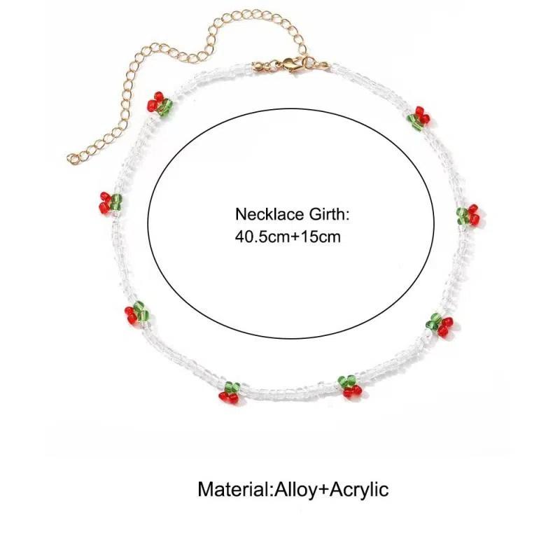 Summer Lovely Rice Beaded Beaded Necklace Fresh With Cherry Necklace Women Choker Clavicle Chain Jewelry Gift