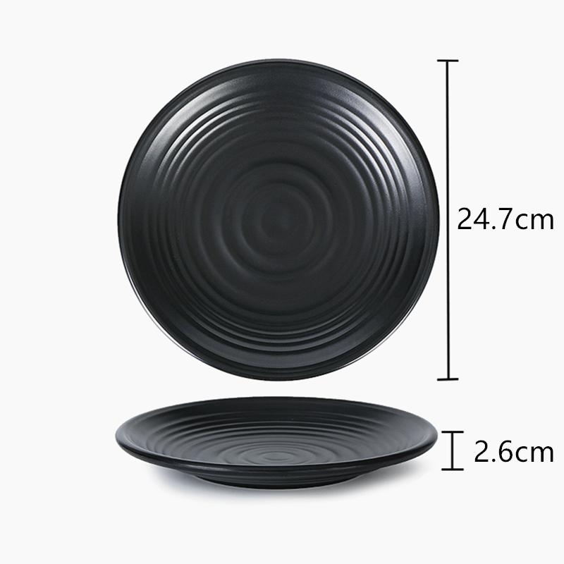 Schwarzer Melamin-Western-Essteller, Serviertablett, Hot Pot, Barbecue, Restaurant-Teller, Porzellanimitat, Geschirr, runder Teller