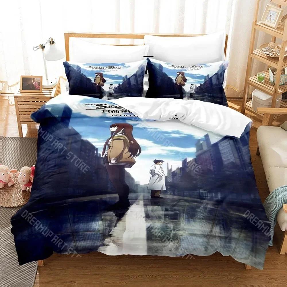 Kawaii Steins Gate Bedding Set Single Twin Full Queen King Size Bed Set Aldult Kid Bedroom 3D Anime Bed Sheet Set