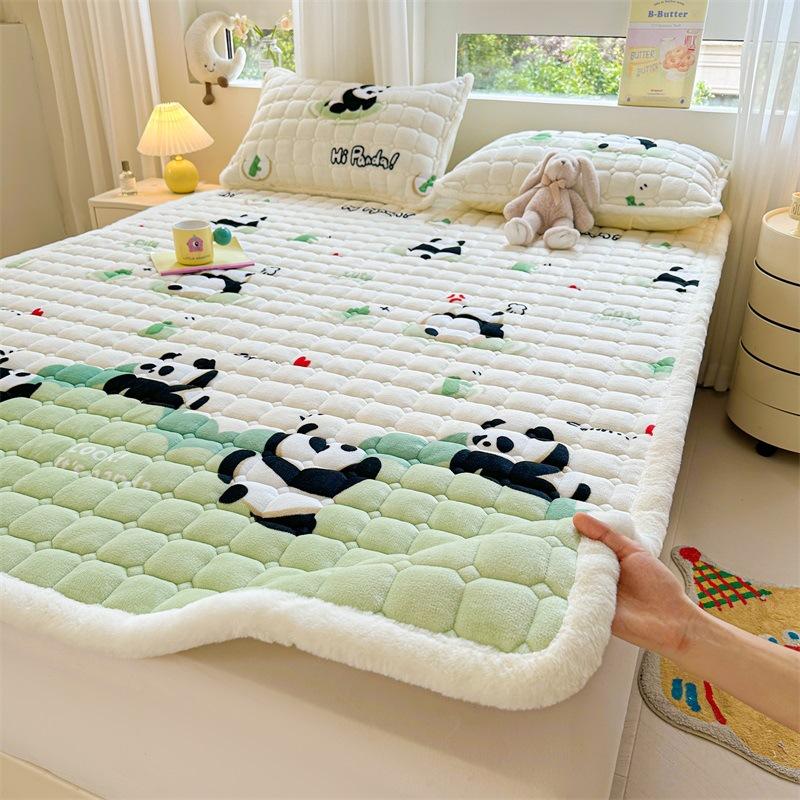 

Матрас-подушка из молочного бархата для домашнего использования, зимний коралловый бархатный матрас для тепла и утолщения 150x200cm светло-зеленый