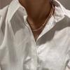 Premium Metal Copper Plated 18K Real Gold Fashionable High Street Color Matching Black Agate Wrapped Snake Bone Chain Personalized Unique Necklace
