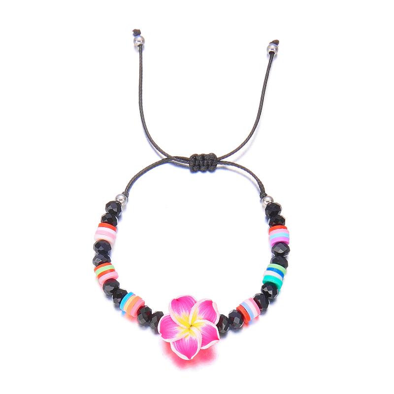Bohemian Colorful Flower Charm Bracelets For Women Adjustable Pull String Summer Vacation Bangles Girls Party Jewelry Gift
