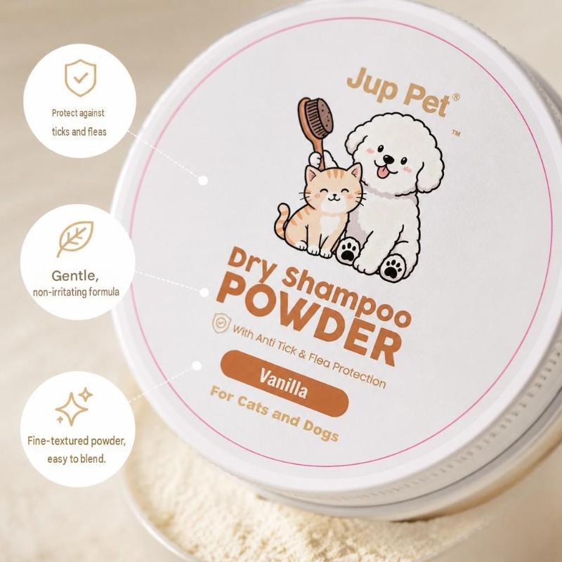 Pet Dry Shampoo Cleaning Powder Dog Cat Bath Powder Dog Odor Deodorizer Plant-Based Pet Cleaning Powder