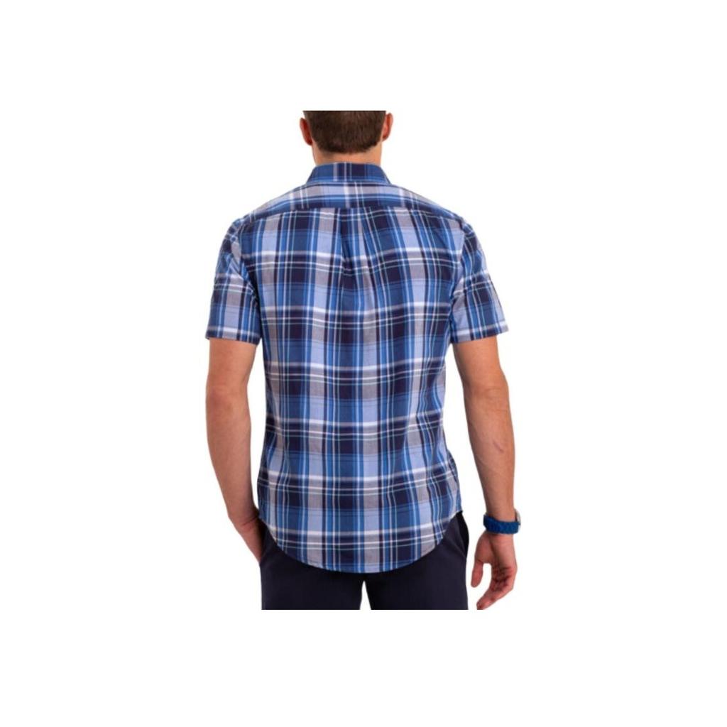 Polo Ralph Lauren Shirt Ss24 Plaid Print Bear Embroidery Single-Breasted Short Sleeve Kids Tops Blue CWPOWOVY6820476-400