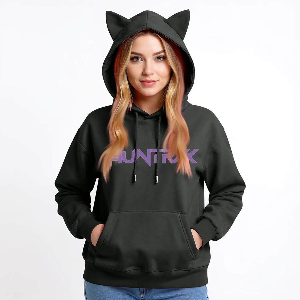 Ladies Fashion Casual Long Sleeve Printed Round Neck Hoodie Pullover Top With  Pockets