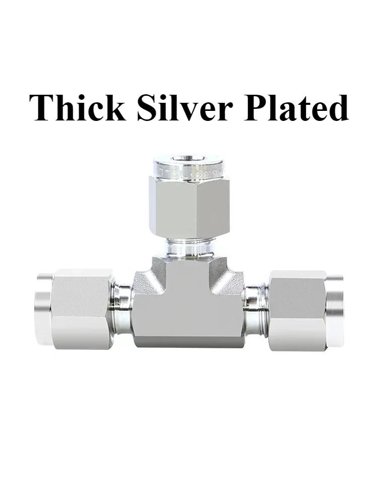 3-25mm 1/8-1" Inch Tube OD Compression Uino 316L Stainless Steel Forged Tee 3 Ways Pipe Fitting Connector With UNF Thread Nut