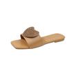 Women Slippers Summer Flat Slippers Women's Square Head Rhinestone Love African Large Size One-Size Slippers
