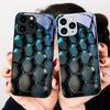 Blue Gradient Grid For IPhone 16 Plus 15 14 13 12 Mini 11 Pro Max X XS XR 7 8 Plus 2022 Tempered Glass Phone Case
