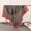 Summer Beach Square Silk Scarf Sexy Leopard Print Bandana Soft Satin Shawl Boho Vacation Head Scarf for Women Hairband Hijab