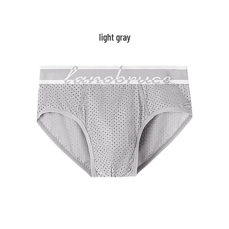 Men's Ice Silk Breathable Mid-Waist Briefs - Large Size Summer Underwear