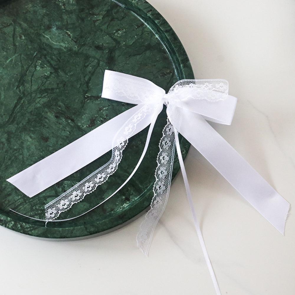 10PCS New Polyester Lace Lace Bow Double Layered White Wedding Bouquet Handmade Flower Ribbon Bows DIY Accessories