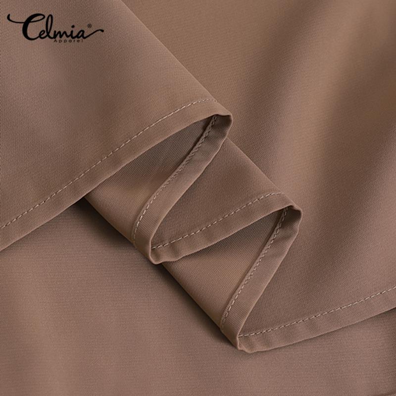 Celmia Spring Autumn Women's Fashion Lace Printed Midi Dress Ruffle Long Sleeve Lace-up Casual Loose Short Dresses Vestidos Plus Size