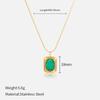 French Vintage Emerald Necklace Geometric Mother Of Pearl Inlay Titanium Steel Pendant Women Jewelry Gift