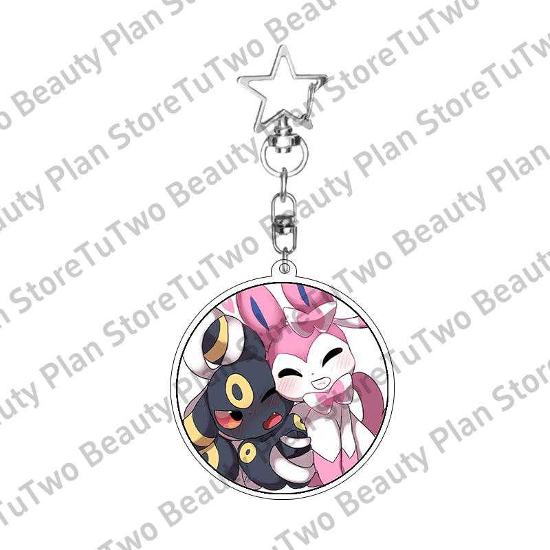 Girly Heart Acrylic Anime Sylveon Espeon Glaceon Eevee Cartoon Keychain Key Chains Keyrings Jewelry Fans Gifts Accessories Toys