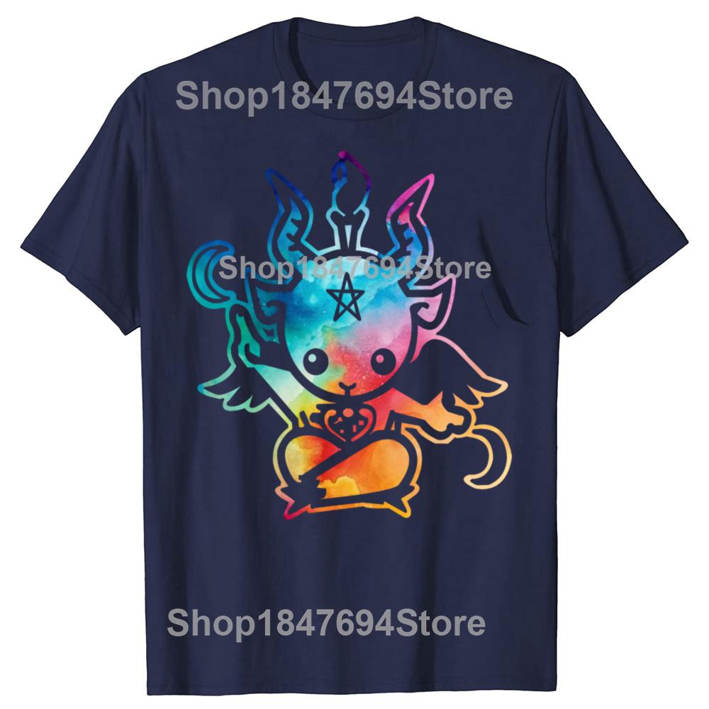 New Summer Style Satanic Goat Baphomet Cartoon T Shirt Men Cotton Short Sleeve Printed T-shirt Brand Tshirt Mens Clothing