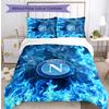 Set Lenzuola 3 Pezzi Stampato Napoli FC Traspirante Copripiumino con Federe Biancheria da Letto Decorativa per Camera da Letto Casa