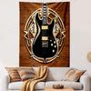Vertical Tapestry Black Electric Guitar Wood Grain Shield Emblem Tapestry Wall Hanging Men Cave Decor Gift