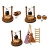 Miniature Pastoral Garden Scene Dollhouses Decoration Recreates Rural Country Life with Realistic Stove Firewood Mop