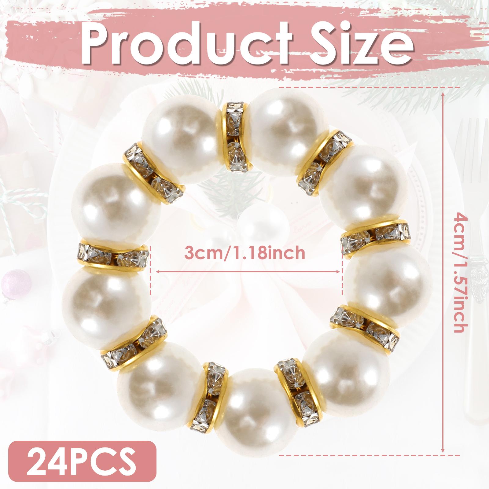 

24/120Pcs Pearl Napkin Rings Elegant Pearl Elastic Serviette Holder For Christmas Birthday Wedding Party Banquet Table Decor