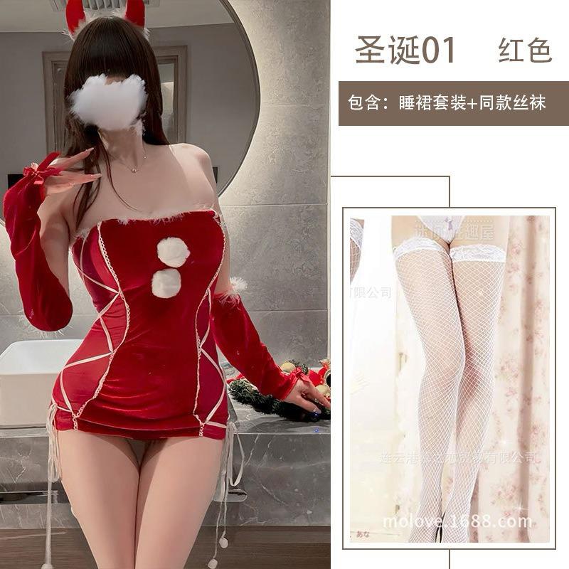 Sexy Lingerie Christmas Hip Tight Uniform Sweetheart Pure Desire Sexy Tube Top Velvet New Suit