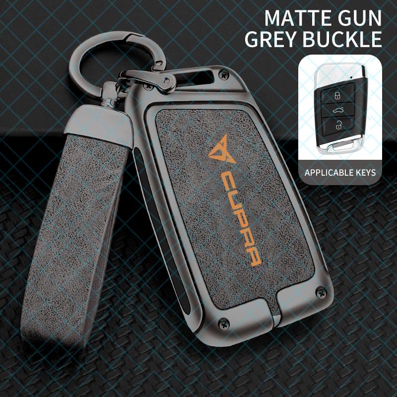 Zinc Alloy Leather Car Key Case Cover Holder Shell For SEAT Cupra Raval Born Leon PHEV Formentor Ateca Terramar FR valve core SI1