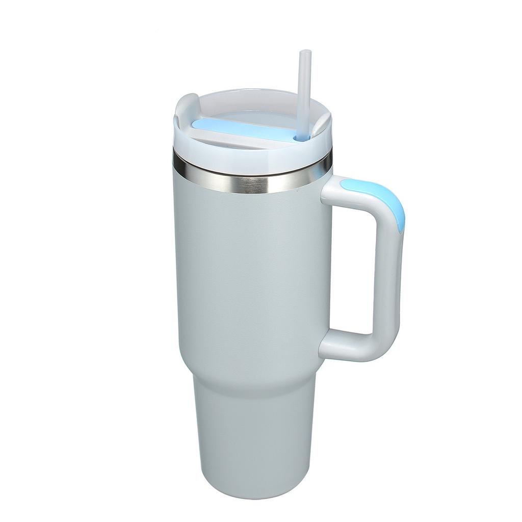 1Pc 1200ML 304Stainless Steel Print Cup with Straw Portable Car Cup Large Capacity Water Cup Car Water Bottle