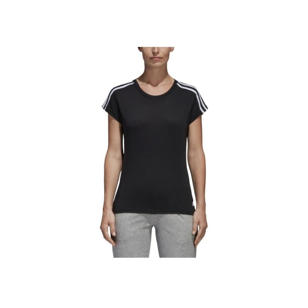 Adidas Classic Three Stripes Comfortable Round Neck Short Sleeve T-Shirt Women T-Shirts Black S97183
